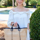 MELISSA NATURAL BLK TOTE BAG