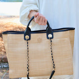 MELISSA NATURAL BLK TOTE BAG