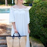 MELISSA NATURAL BLK TOTE BAG