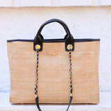 MELISSA NATURAL BLK TOTE BAG
