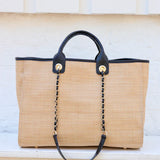 MELISSA NATURAL BLK TOTE BAG
