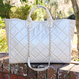 MELISSA TOTE PEARL QUILTED LD