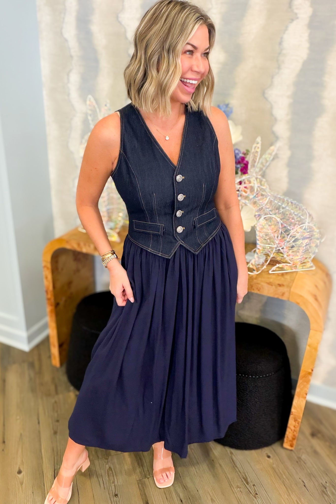 Dark Denim Vest Dress Small