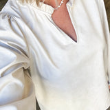 Perla Faux Leather Blouse