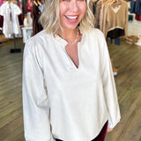 Perla Faux Leather Blouse