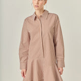 NICOLE BROWN STRIPE SHIRT DRESS