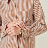 NICOLE BROWN STRIPE SHIRT DRESS