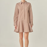 NICOLE BROWN STRIPE SHIRT DRESS