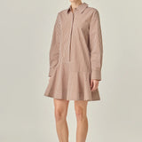 NICOLE BROWN STRIPE SHIRT DRESS