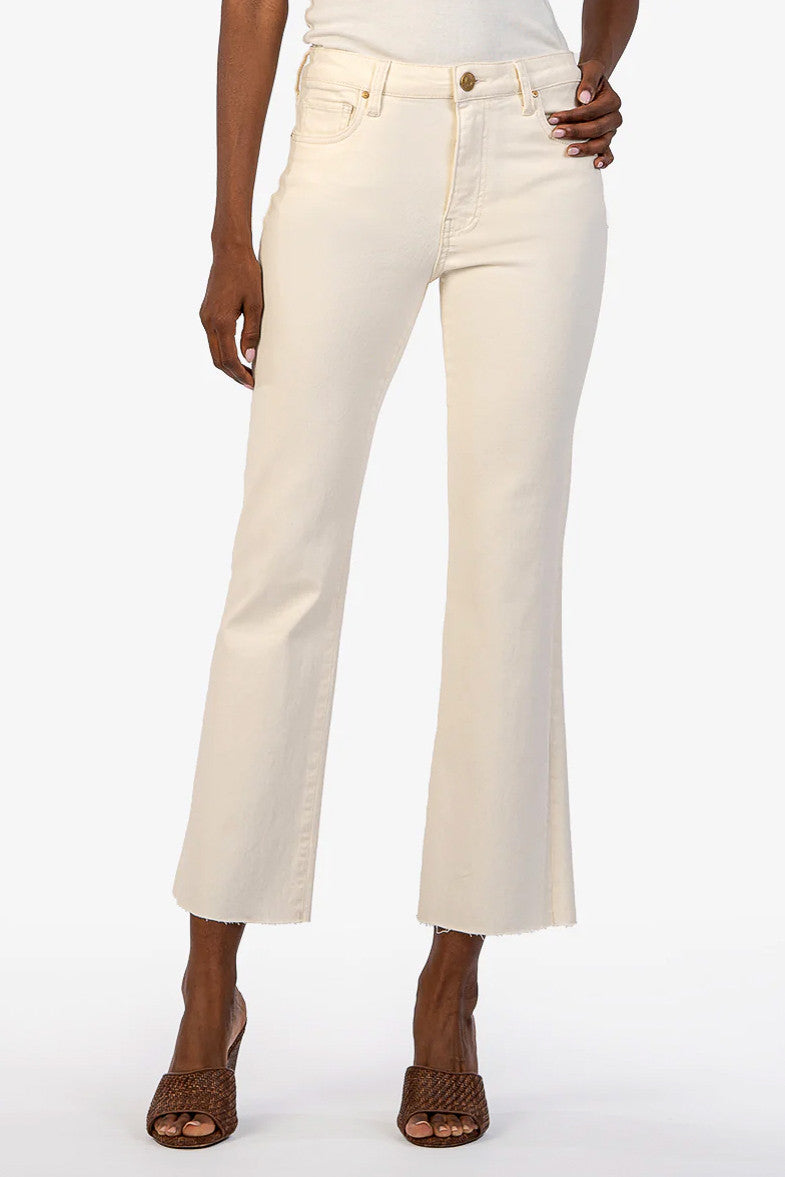 Houston High Rise Beige Flare Jeans