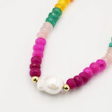 Colorful Gemstone Pearl Necklace