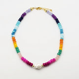 Colorful Gemstone Pearl Necklace