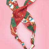 Snowman Chunky Red Heart Scarf Necklace