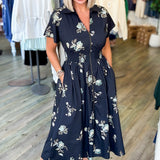 Aurora Floral Front Zip Midi Dress