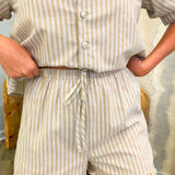 Stripe Linen Elastic Shorts