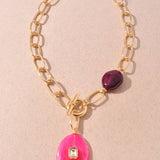 Oval Pendant Gold Necklace