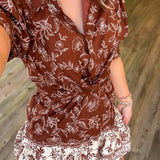 CASSANDRA BROWN FLORAL DRESS