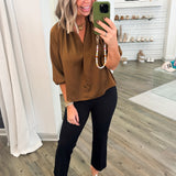 SILKY V-NECK BLOUSE || 2 COLORS