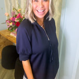 Claire Short Sleeve Half Zip Top