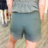 Denim Mini Skort With Lace Trim