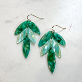 GREEN PALM LEAF ACRYLIC EARRINGS