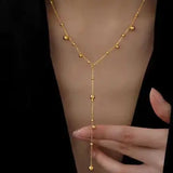 18K Stainless Steel Tarnish Free Ball Y Necklace