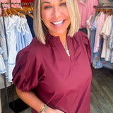 GO DAWGS MAROON V NECK BLOUSE