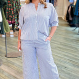 Blue Pin Stripe Dolmain Blouse