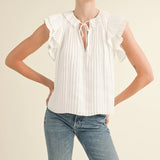 RIAN WHITE PLEATED BLOUSE