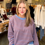 MONICA BLUE CLAY STRIPE PULLOVER