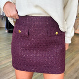 Merlot Tweed Mini Skirt