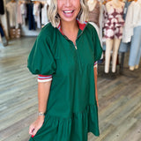 CECILIA GREEN QUATER ZIP DRESS