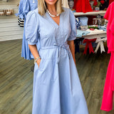 Sky Blue Babydoll Midi Dress