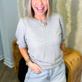 Vivi Gray Short Sleeve Top