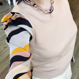 Sassy Mixed Media Long Sleeve Top