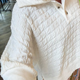 IVORY WAFFLE BUTTON FRONT TOP