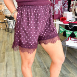 Lace Trim Polka Dot Shorts
