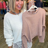 LESLIE TAN TEXTURED KNIT SWEATER