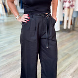 JESSICA BLACK BELTED TROUSER PANTS