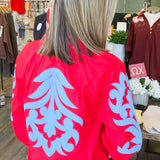 Red Blue Bordeaux Blouse