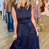 Powell Navy Stitch Maxi Dress