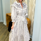 French Floral Embrodiered Tier Maxi Dress