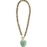 Kendall Beaded Necklace with Heart Pendant