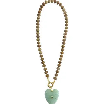 Kendall Beaded Necklace with Heart Pendant