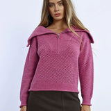 GLITZY FUCHSIA HALF ZIP SWEATER