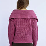 GLITZY FUCHSIA HALF ZIP SWEATER