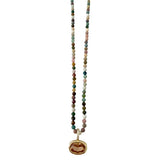 Bella Beaded Necklace with CZ Charm - Multi