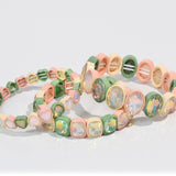 Sage Coral Hearts Bracelet Stack Set