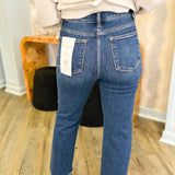 Tummy Control High Rise Crop Straight Jeans - Dark