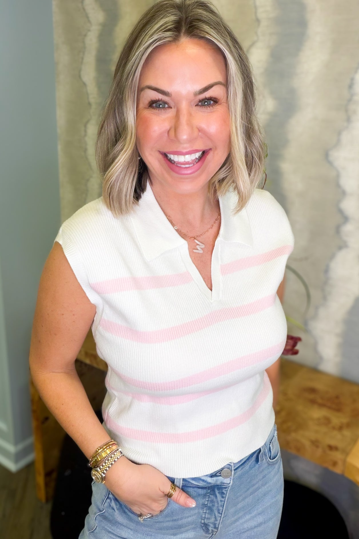 Miller Striped Collar Top